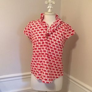 Elizabeth McKay Red Elephant Blouse- Size 10